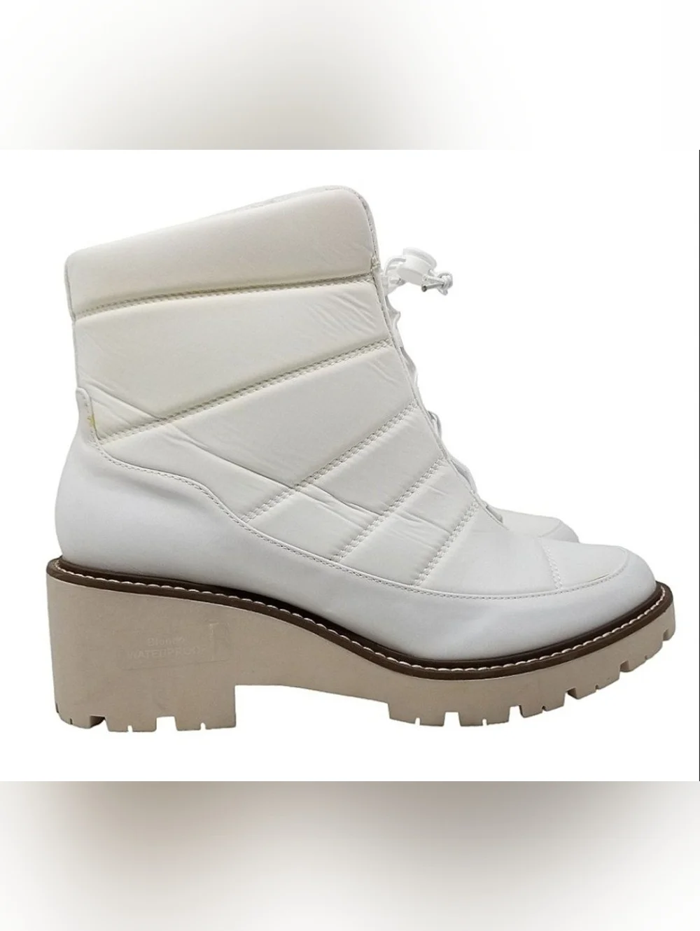 Blondo Daisy  Waterproof Lug Sole Boot in White Nylon
